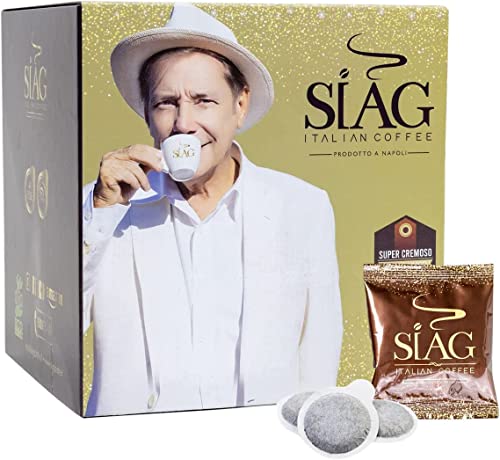 Cialde Siag Caffè Miscela Qualità " Oro Cremoso " (50 Cialde + Kit (Bicchierini, Zucchero, Palette))