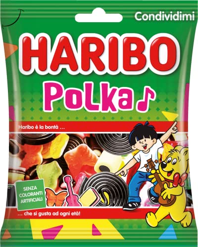 Haribo Polka, Caramelle Gommose, Gusto Frutta E Liquirizia, Ideali Per Feste E Dolci Momenti Di Relax - 175Gr