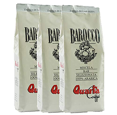 Quarta Caffè Miscela Barocco Arabica Gusto Corposo Macinato 250Gr - 3 Buste Con Valvola Salva Aroma Fine Blend Of Coffee Processed In Salento, Apulia,