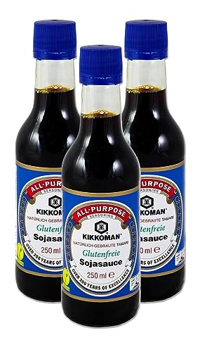 [3X 250Ml] Kikkoman Tamari Senza Glutine Salsa Di Soia / Salsa Di Soia Senza Un Po 'Di Fortuna Bambole Supplementari Di Grano + - Bambola Di Legno