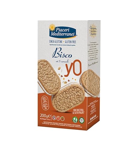 Piaceri Mediterranei Bisco Yo 5 Cereali Snack Dolce Senza Glutine, 200G