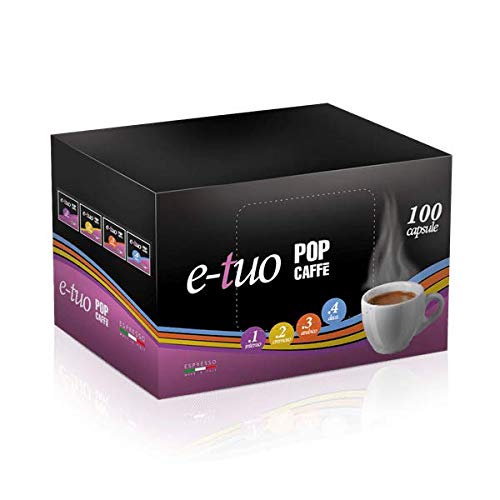 Pop Caffe' E-Tuo .1 Intensa Compatibili Fior Fiore, Lui L'Espresso, Mitaca Mps, Aroma Vero 100 Capsule