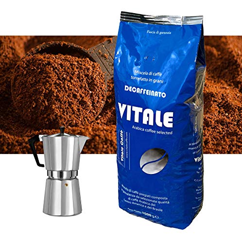Caffe Macinato 1 Kg. Vitale Caffè Miscela Decaffeinato Crema Di Pregiata Arabica