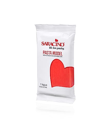 Saracino Pasta Di Zucchero Model Rosso Per Modellaggio Da 1 Kg Senza Glutine Made In Italy