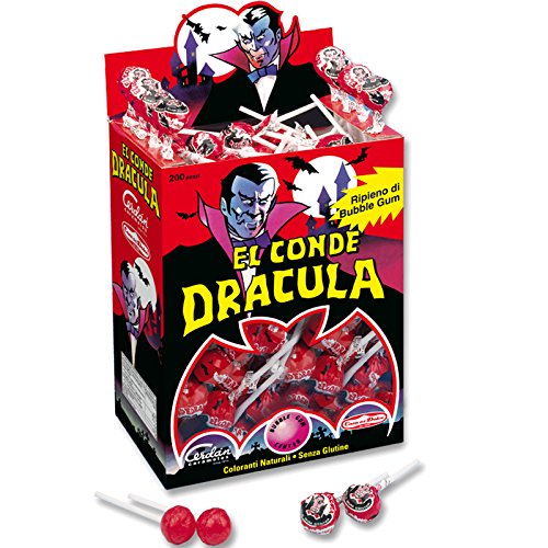 100 Lecca Lecca El Conde Dracula Ciliegia Ripieno Bubble Gum Chupa Chups Sfusi