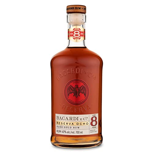 Bacardí Reserva 8 Year Old Premium Caribbean Rum, Rum Pregiato Invecchiato 8 Anni In Botti Di Rovere Sotto Al Sole Dei Caraibi, Vol. 40%, 70 Cl / 700