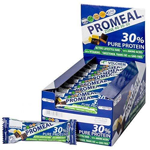 Volchem Promeal Zone 40-30-30, Barretta Proteico-Energetica Con Ripartizione Di Carboidrati-Proteine-Grassi (40-30-30), Senza Grassi Idrogenati, Scato