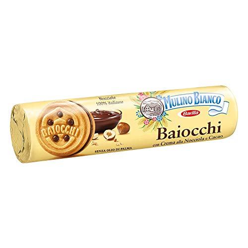 12 X Baiocchi Mulino Bianco Biscotti Crema Nocciole Cacao Tubo Da 168 Gr Doppio