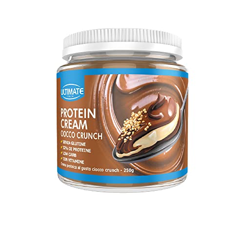 Ultimate Italia - Crema Proteica Al 30% Spalmabile, Senza Zuccheri - 250G - Gusto Doppio Cioccolato Bianco E Nocciola - Poche Calorie, Senza Glutine,