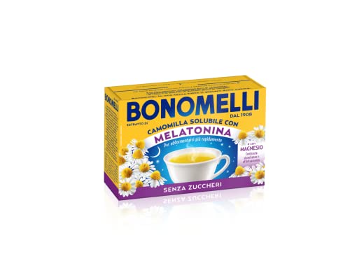 Bonomelli Camomilla Solubile Con Melatonina E Magnesio 16 Bustine, Contro Stanchezza E Affaticamento, Infuso Rilassante, Senza Zucchero