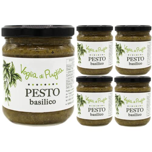 Voglia Di Puglia Pesto Al Basilico In Olio Extravergine D'Oliva 190G 100% Made In Italy