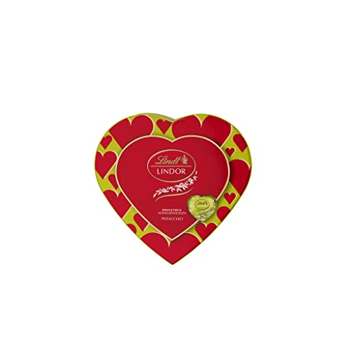 Lindt Scatola Regalo Cioccolatini Lindor A Forma Di Cuore Al Cioccolato Al Latte E Ripieno Al Pistacchio, In Confezione 82G