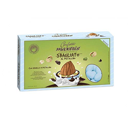 Confetti Maxtris Ciocomandorla Sbagliato Al Pistacchio Celeste Scatola 1 Kg