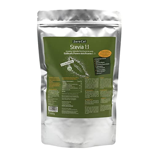 Zerocal - 1:1 (Stevia - Eritritolo) - 1Kg - Potere Dolcificante Uguale Allo Zucchero Tradizionale