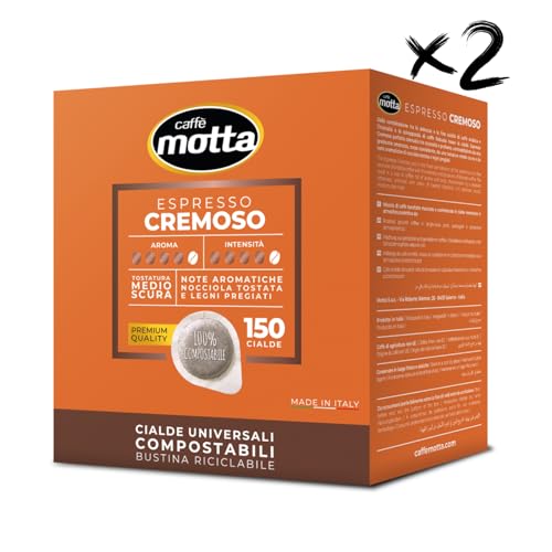Caffè Motta Cialde Ese 44 Mm Nuova Miscela Espresso Cremoso - 300 Cialde Compostabili ( 2 Confezioni Da 150 Cialde)
