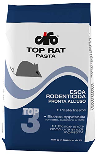 Cifo Topicida Sea Top Rat In Pasta Fresca, Veleno Per Topi Professionale E Potente, Anti Topo Veleno Per Ratti, 10 Esche Da 15 Grammi [150 Grammi]