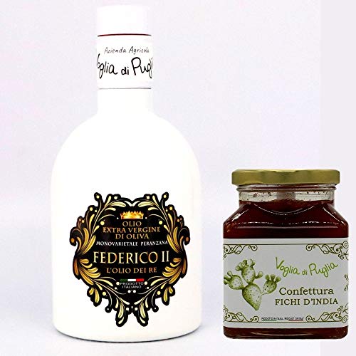 Voglia Di Puglia Olio Extravergine Di Oliva Peranzana 500Ml Confettura Fichi D India 340G Prodotti Italiani