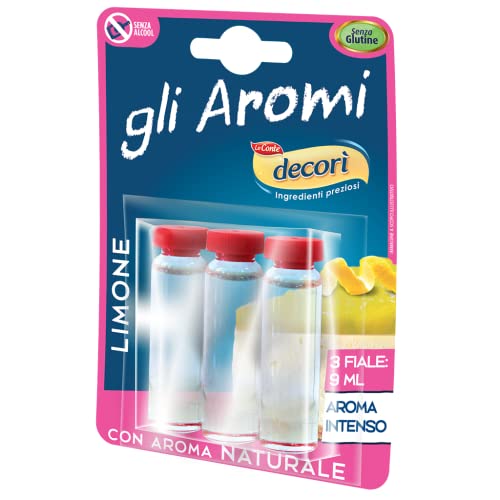 Decorì Aroma Limone Per Dolci, Aroma Intenso, Ideale Per Dolci E Creme, Confezione Da 9 Ml (3 Fiale Da 3 Ml)