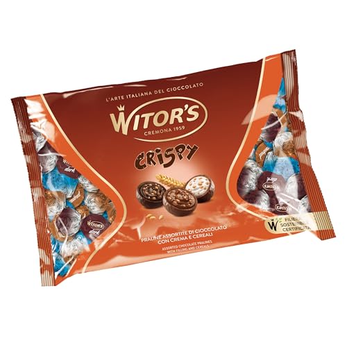 Witor’S - Crispy - Cioccolatini Ripieni Con Cuore Di Crema E Cereali - Praline Assortite Di Cioccolato Finissimo - Snack Dolci Di Cioccolato Al Latte 