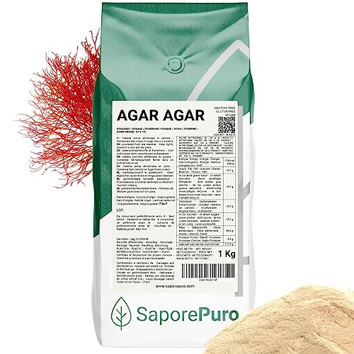 Saporepuro Agar Agar In Polvere 1000 Gr - Ideale Per Cucina Molecolare, Addensare Dolci E Gelati
