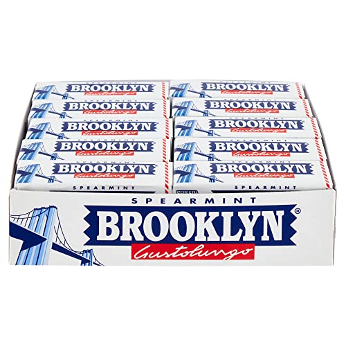 Brooklyn Chewing Gum In Lastrine, Gusto Spearmint, Menta, Senza Glutine, 9 Unità, Confezione Da 20 Stick, Ottime Da Condividere