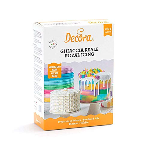 Decora, 0300311 Preparazione Per Ghiaccia Reale, Utile Per Realizzare Decorazioni Al Cornetto, Glasse O Soggetti 3D, Confezione Da 400 Grammi. Made In