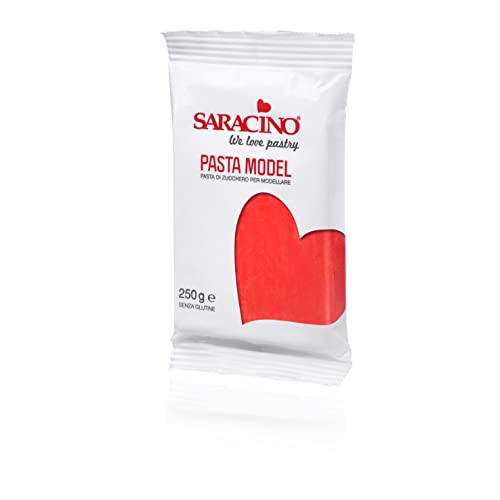 Saracino Pasta Di Zucchero Model Rosso Per Modellaggio Da 250 G Senza Glutine Made In Italy