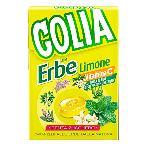 20 Astucci 46Gr Caramelle Golia Erbe E Limone Senza Zucchero Gola Vitamina C