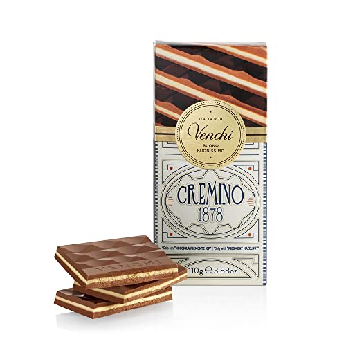 Venchi Tavoletta Cremino 1878, 110G - Cioccolato Al Latte E Alle Nocciole Gianduia E Cioccolato Bianco Con Pasta Di Mandorla - Senza Glutine