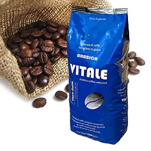 Vitale Caffè In Grani 1 Kg. Miscela 100% Arabica Aroma E Gusto Sublime Metodo Di Tostatura Tradizionale Classica Napoletana