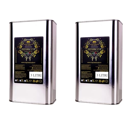 Voglia Di Puglia Olio Extra Vergine D'Oliva Monocultivar Peranzana 2 Latte Da 3 Litri