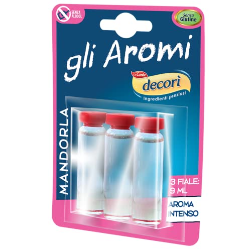 Decorì Aroma Mandorla Amara Per Dolci, Aroma Intenso, Ideale Per Dolci E Creme, Confezione Da 9 Ml (3 Fiale Da 3 Ml)