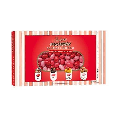 Confetti Maxtris Italiani Di Mandorla, Sfumato Rosso 4 Gusti, Assortito 1 Chilogrammi