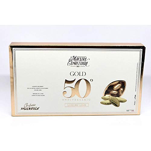 Confetti Di Mandorla Maxtris Dorati Incartati 500 Gr Nozze Oro