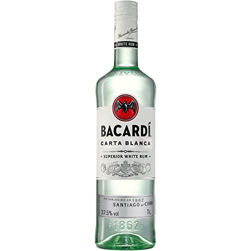 Bacardí Carta Blanca White Rum, Iconico Rum Bianco Dei Caraibi, Ideale Per I Cocktail, Vol. 37,5%, 100 Cl / 1 L