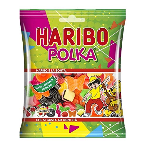 5 X Caramelle Polka Haribo Assortite Liquerizia Blister 175 Gr Mix Rotella