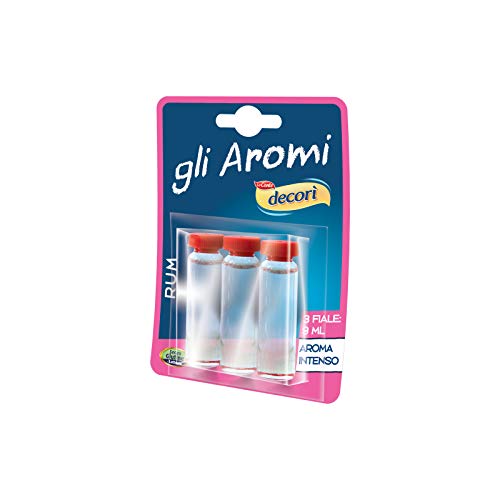 Decorì Aroma Rhum Per Dolci, Aroma Intenso, Ideale Per Dolci E Creme, Confezione Da 9 Ml (3 Fiale Da 3 Ml)