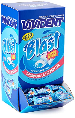 Vivident Fresh Blast, Chewing Gum Senza Zucchero, Gusto Menta, Senza Glutine, Confezione Da 200 Gomme Da Masticare