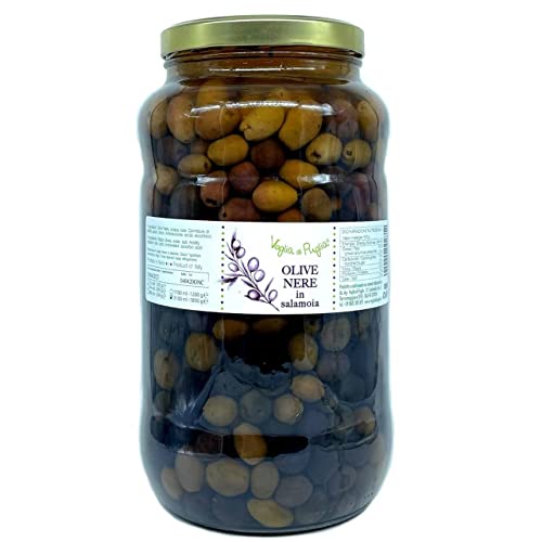 Voglia Di Puglia Olive Italiane Nere Peranzana In Salamoia 1.8 Kg Sgocciolato