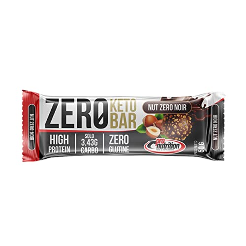 Pronutrition Zero Keto Bar - Barretta Proteica Ricoperta Senza Glutine - Ad Alto Contenuto Di Proteine Gusto Nut Zero Noir - 50 Gr