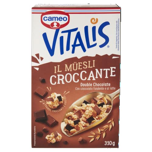 Cameo Vitalis Muesli Croccante Double Chocolate, Con Fiocchi Integrali Di Avena Cioccolato Fondente E Al Latte, Cereali Grandi Croccanti E Gustosi, Ci