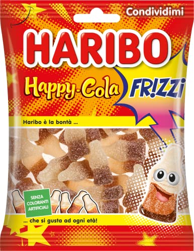 Haribo Happy Cola Frizzi, Caramelle Gommose Frizzanti, Gusto Cola, Ideali Per Feste E Dolci Momenti Di Relax - 175Gr