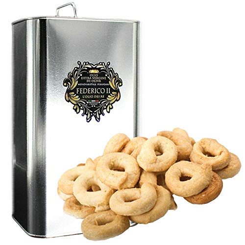 Voglia Di Puglia Olio Extravergine Di Oliva Italiano Monovarietale Peranzana Latta 1 Litro Con Taralli Pugliesi In Omaggio