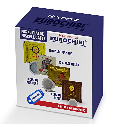 Mini Mix 40 Cialde Caffè Passalacqua - 10 Manhoa - 10 Helca - 10 Habanera - 10 Elmir Con 1 Esclusivo Portachiavi Eurochibi®