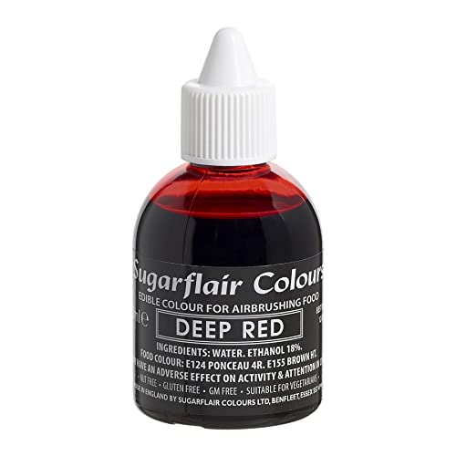 Sugarflair Deep Red Edible Food Colour Liquid For Airbrushing Cake Decorating