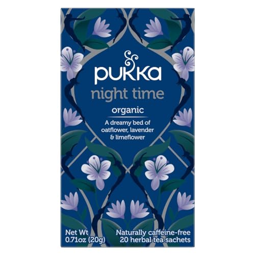 Pukka, Night Time, Tisana Biologica Per Dormire, 20 Filtri, Camomilla, Lavanda, Tiglio E Valeriana