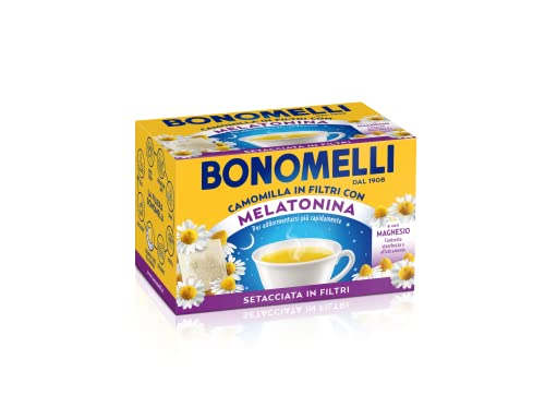 Bonomelli Camomilla Setacciata Con Melatonina E Magnesio 14 Bustine, Contro Stanchezza E Affaticamento, Infuso Rilassante