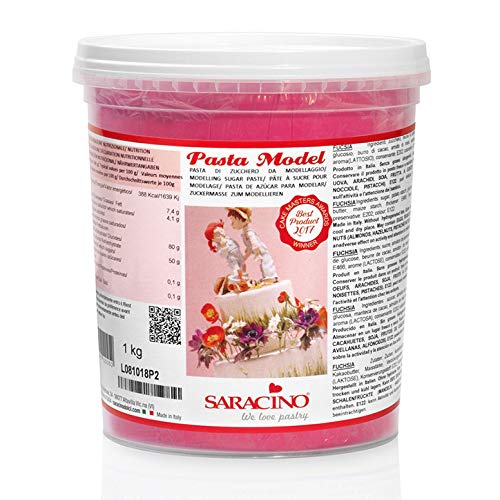 Saracino Pasta Di Zucchero Model Fucsia Per Modellaggio Da 1 Kg Senza Glutine Made In Italy