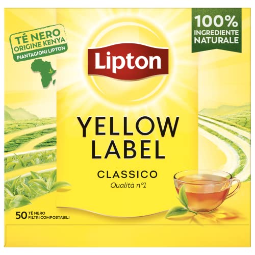 Lipton, Yellow Label, Tè Nero Classico 100% Naturale, 50 Filtri