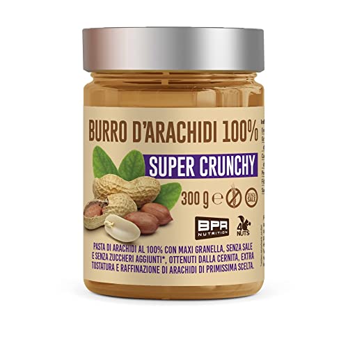 Bpr Nutrition, Burro D'Arachidi 100 Super Crunchy, 300 Grammi
